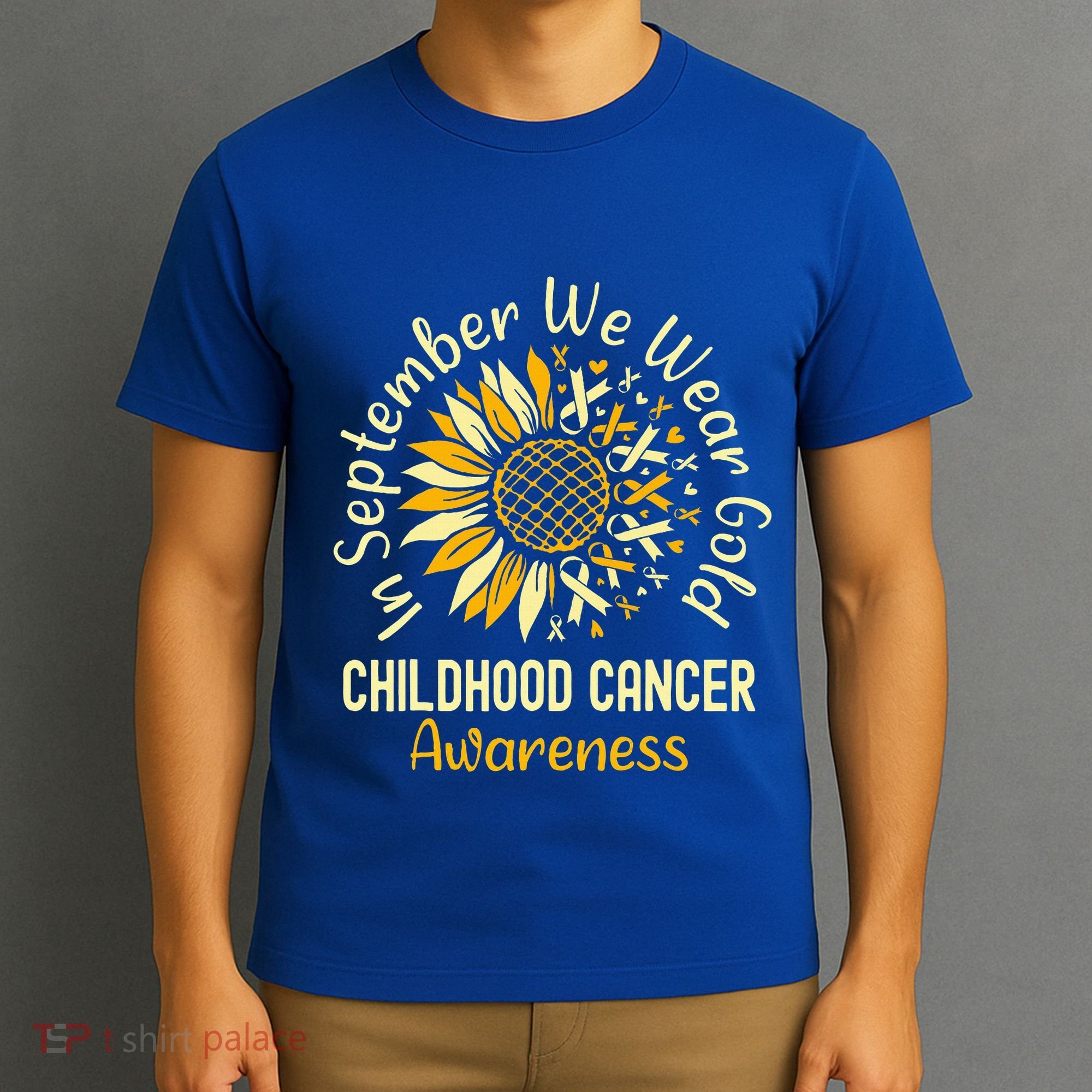 September We Wear Gold Sunflower Childhood Cancer Awareness T-Shirt