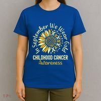 September We Wear Gold Sunflower Childhood Cancer Awareness T-Shirt thumb 4