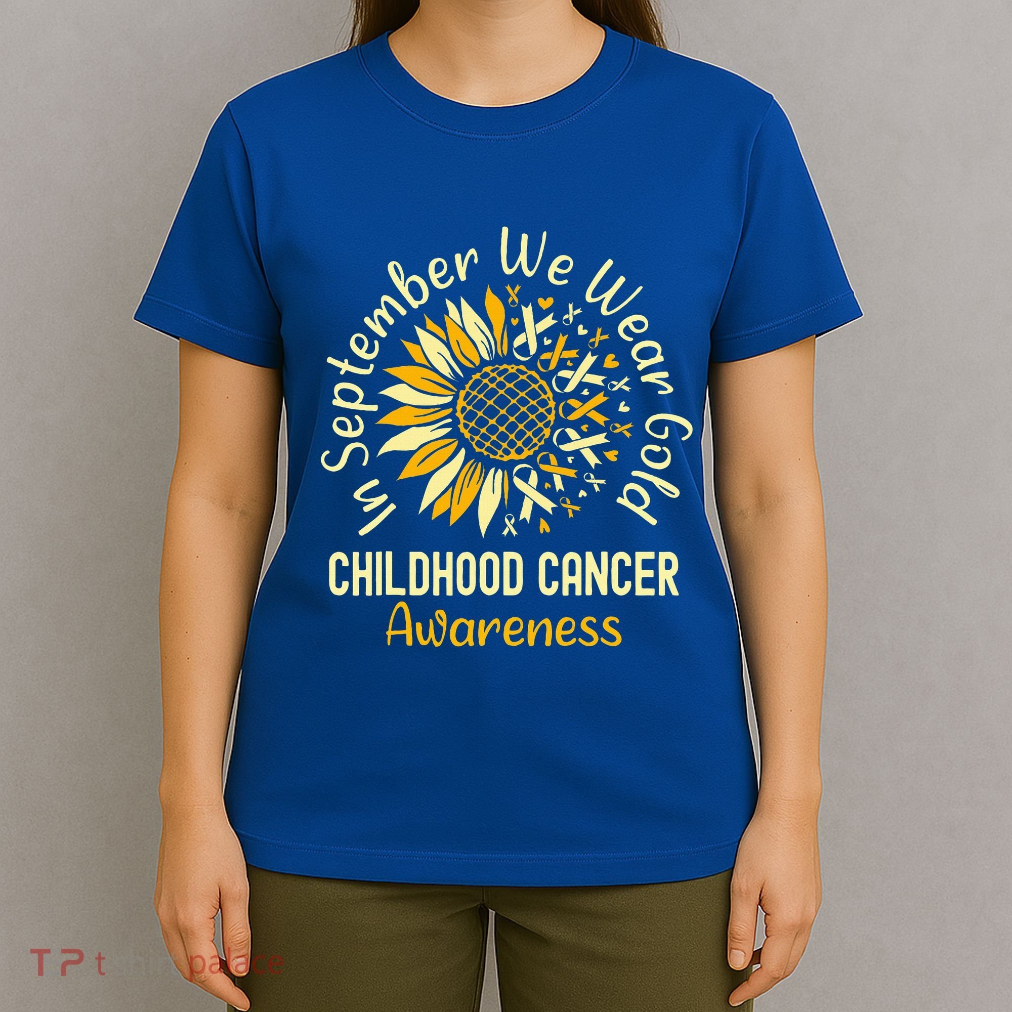 September We Wear Gold Sunflower Childhood Cancer Awareness T-Shirt