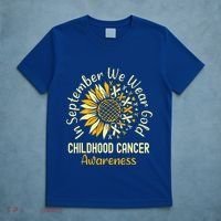 September We Wear Gold Sunflower Childhood Cancer Awareness T-Shirt thumb 5