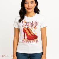 Sparkle Wherever You Go Red Heels Gift For Her Women's T-Shirt thumb 4
