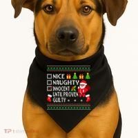 Santa Xmas List Nice Naughty Innocent Until Proven Guilty Cool Gift USA-Made Doggie Bandana thumb 1