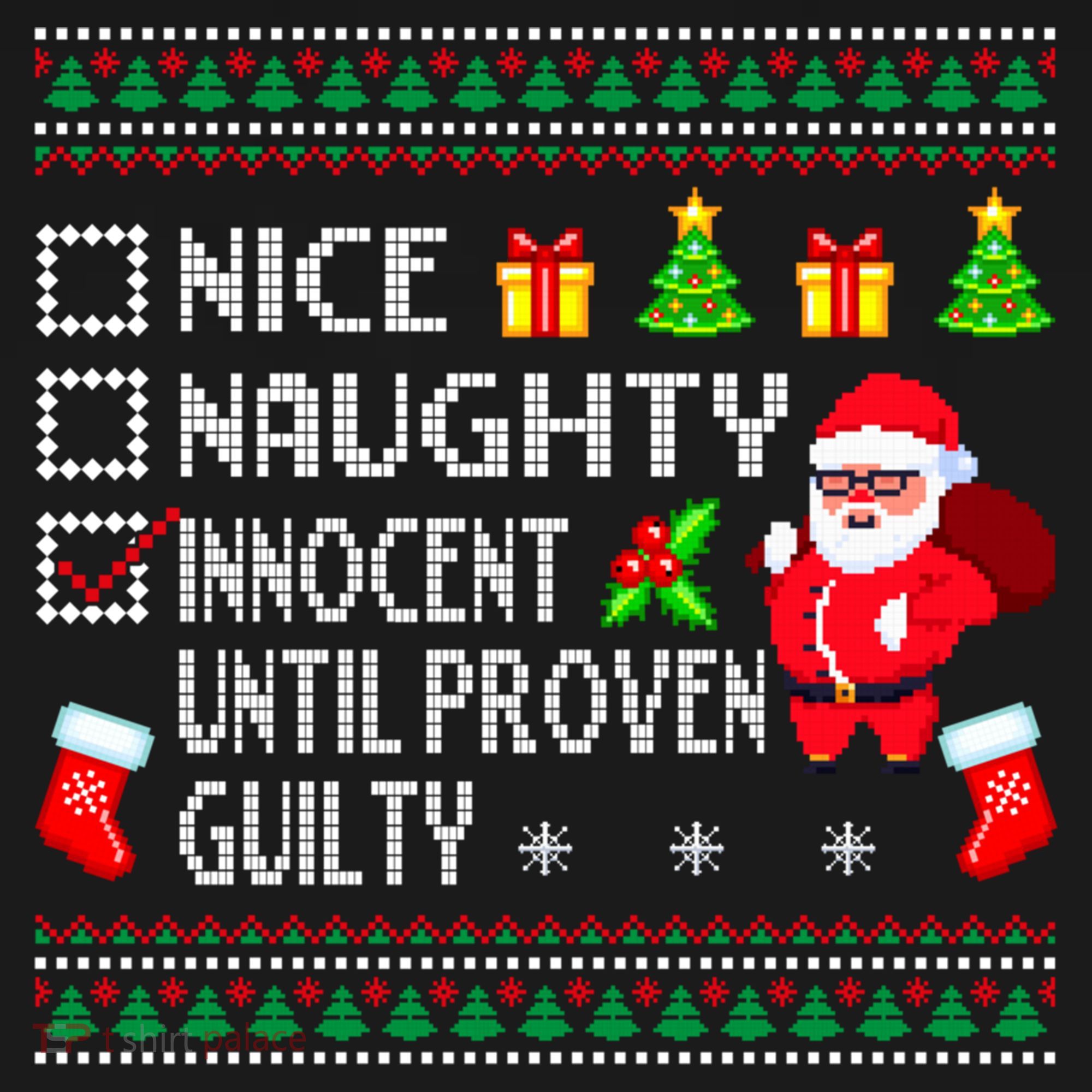 Santa Xmas List Nice Naughty Innocent Until Proven Guilty Cool Gift Bucket Hat