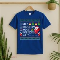 Santa Xmas List Nice Naughty Innocent Until Proven Guilty Cool Gift T-Shirt thumb 2