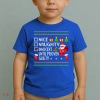 Santa Xmas List Nice Naughty Innocent Until Proven Guilty Cool Gift Toddler T-Shirt thumb 2