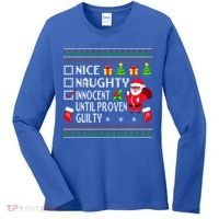 Santa Xmas List Nice Naughty Innocent Until Proven Guilty Cool Gift Women's Long Sleeve Shirt thumb 0