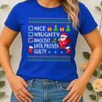 Santa Xmas List Nice Naughty Innocent Until Proven Guilty Cool Gift Women's T-Shirt thumb 2