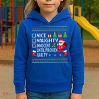 Santa Xmas List Nice Naughty Innocent Until Proven Guilty Cool Gift Kids Hoodie thumb 3