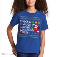 Santa Xmas List Nice Naughty Innocent Until Proven Guilty Cool Gift Kids T-Shirt thumb 2