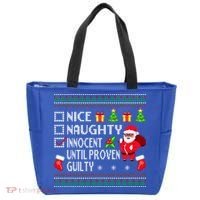 Santa Xmas List Nice Naughty Innocent Until Proven Guilty Cool Gift Tote Bag thumb 0