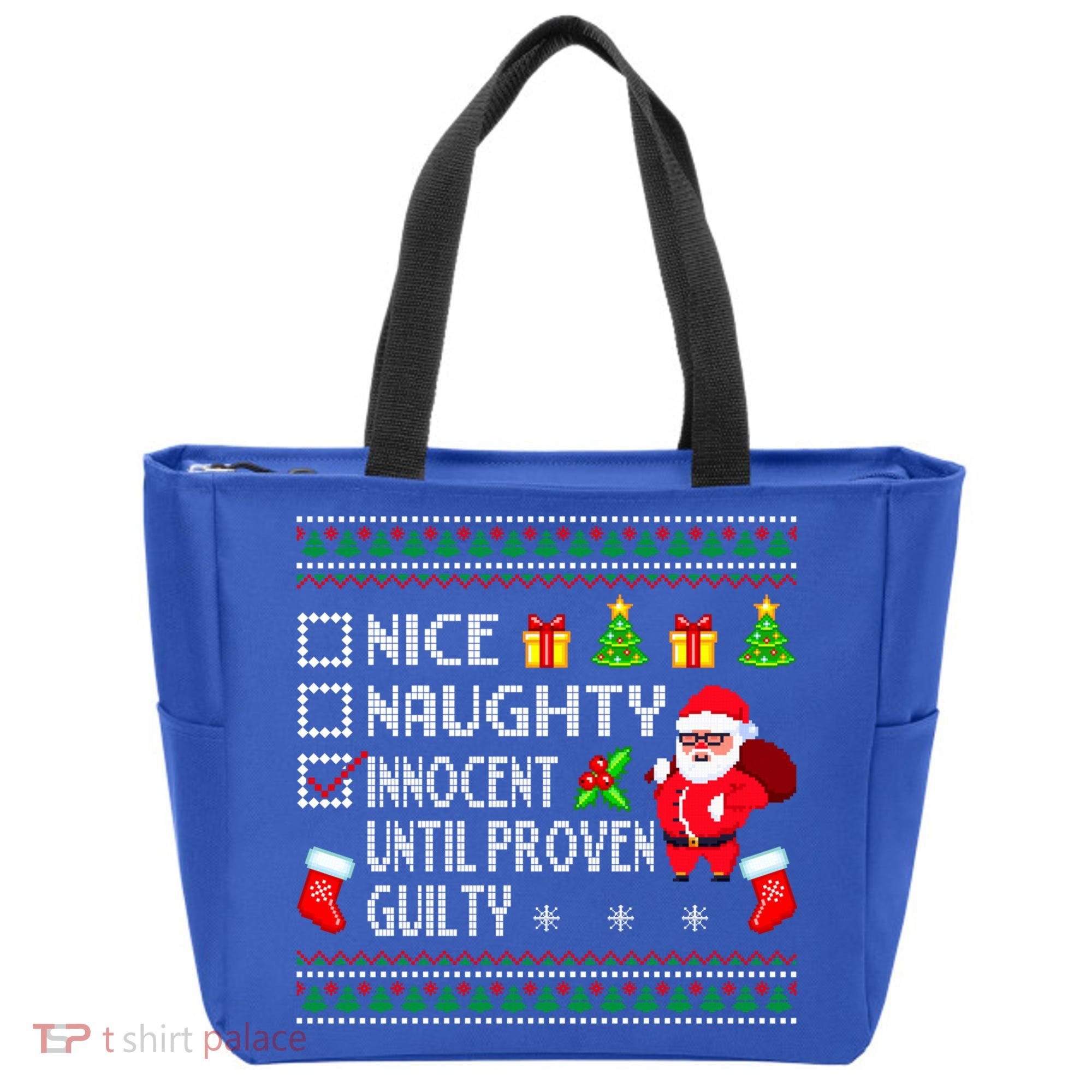 Santa Xmas List Nice Naughty Innocent Until Proven Guilty Cool Gift Tote Bag