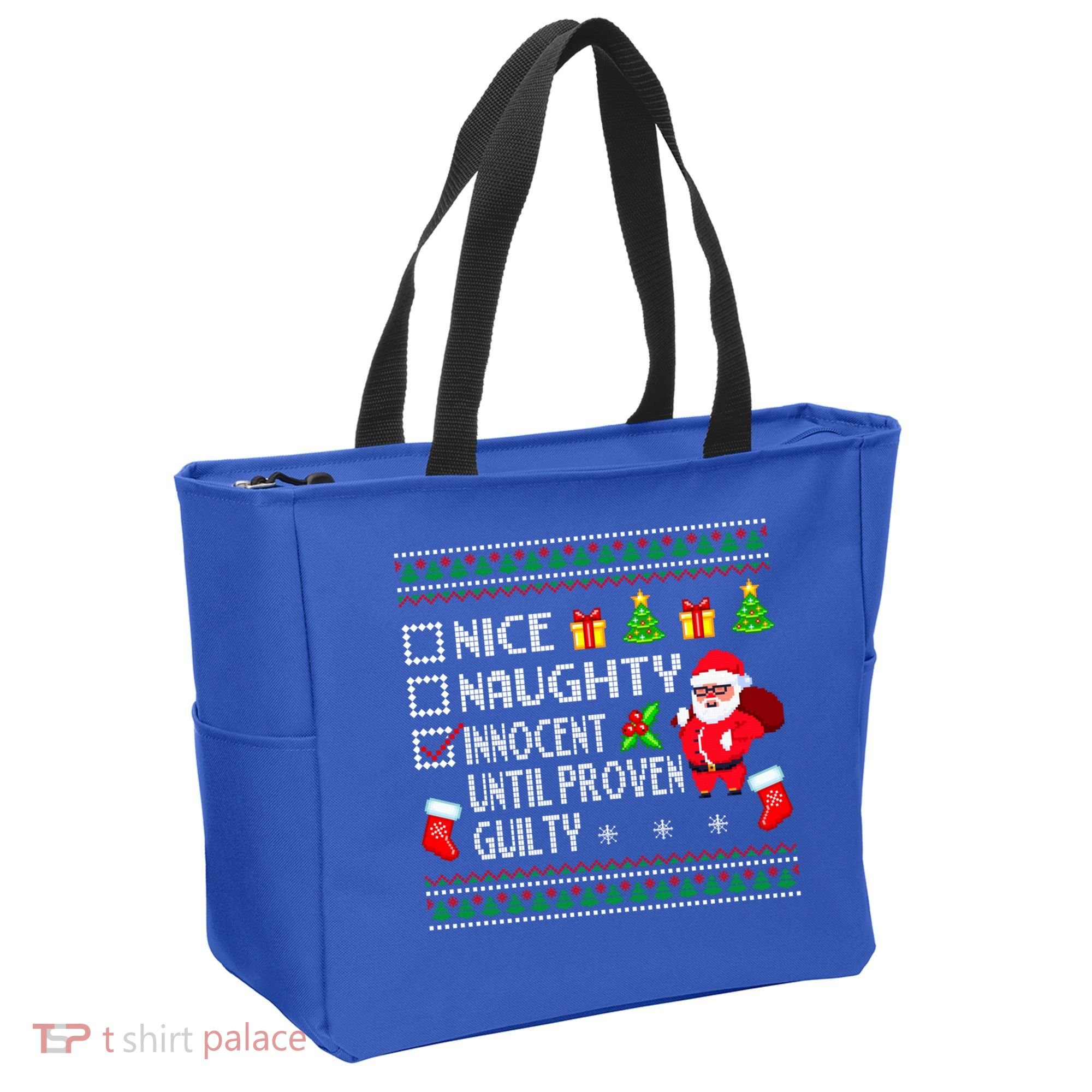 Santa Xmas List Nice Naughty Innocent Until Proven Guilty Cool Gift Tote Bag
