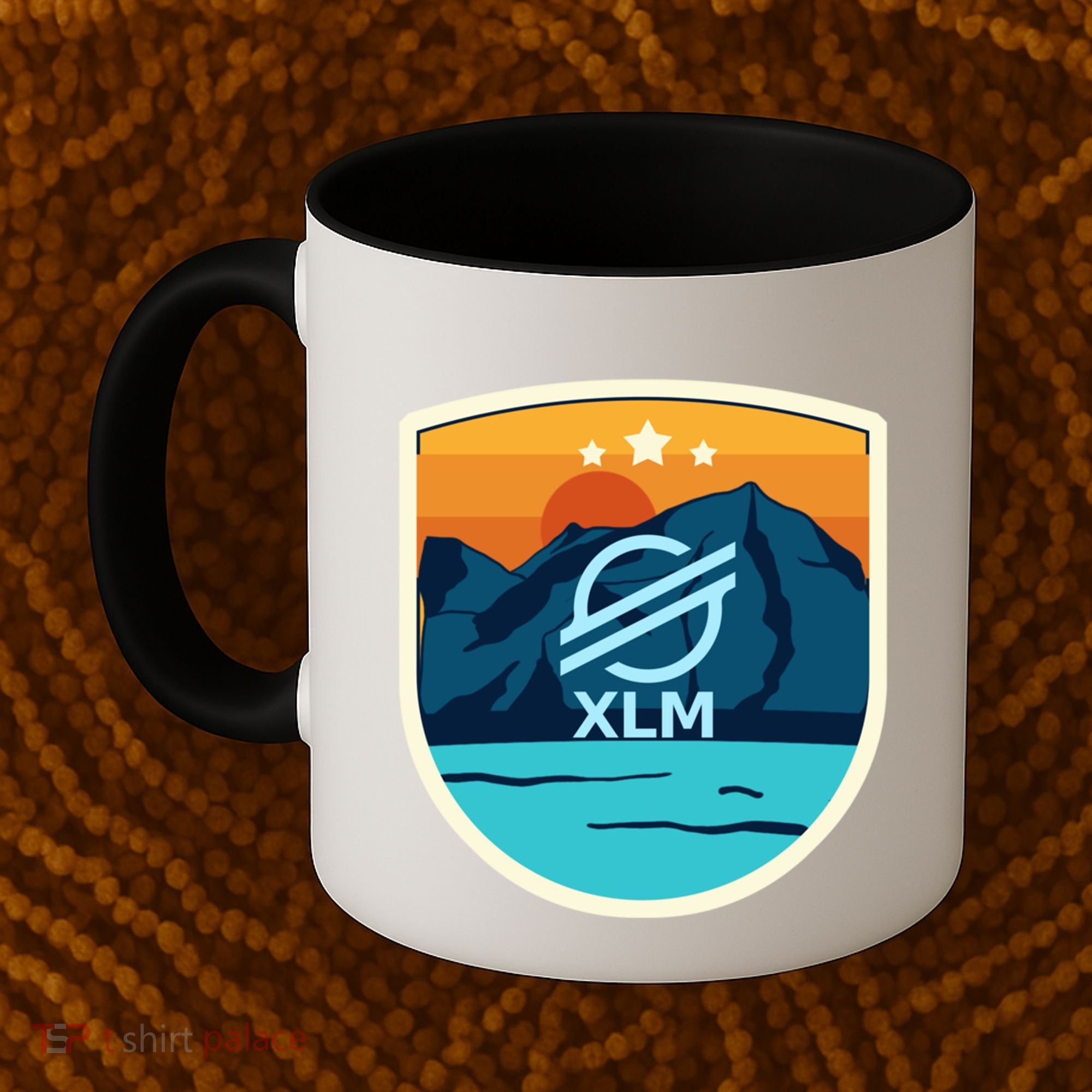 Stellar Xlm Mountain Badge Crypto Currency Sunrise Lake Gift Coffee Mug