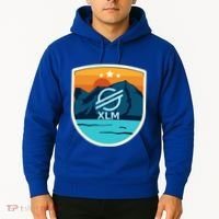 Stellar Xlm Mountain Badge Crypto Currency Sunrise Lake Gift Hoodie thumb 2