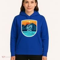 Stellar Xlm Mountain Badge Crypto Currency Sunrise Lake Gift Hoodie thumb 5