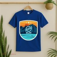 Stellar Xlm Mountain Badge Crypto Currency Sunrise Lake Gift T-Shirt thumb 2