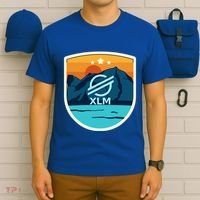 Stellar Xlm Mountain Badge Crypto Currency Sunrise Lake Gift T-Shirt thumb 6