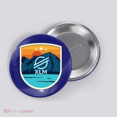 Stellar Xlm Mountain Badge Crypto Currency Sunrise Lake Gift Button