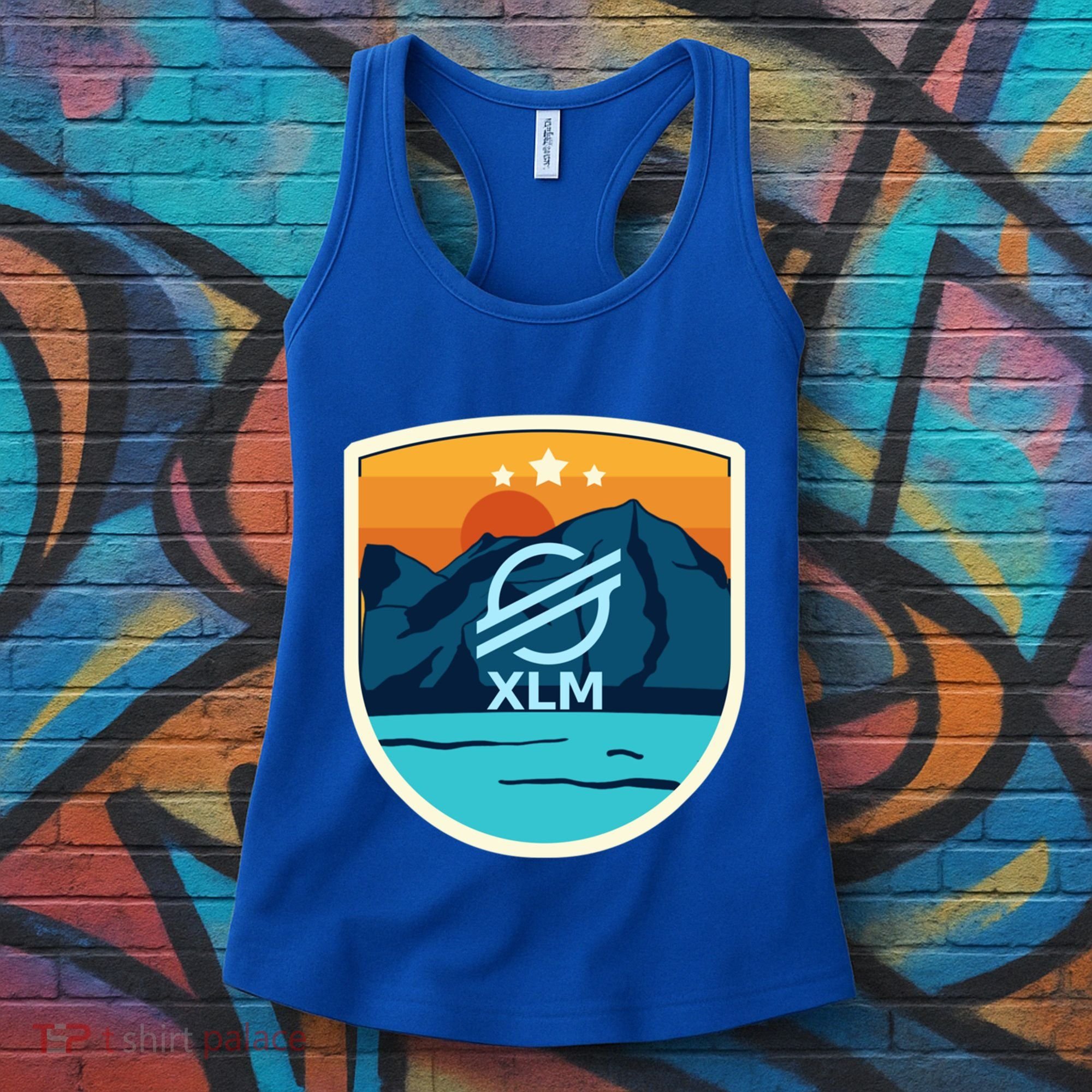 Stellar Xlm Mountain Badge Crypto Currency Sunrise Lake Gift Women's Tank Top