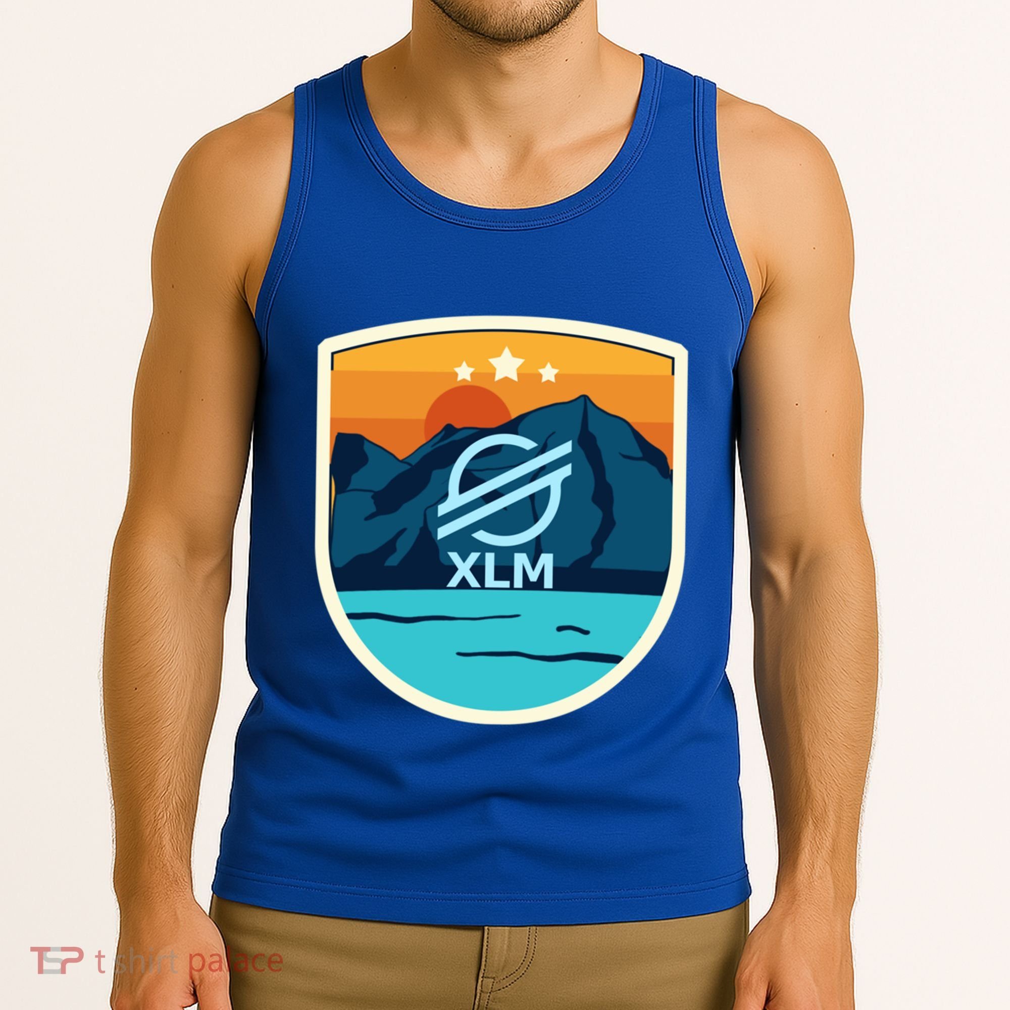 Stellar Xlm Mountain Badge Crypto Currency Sunrise Lake Gift Tank Top