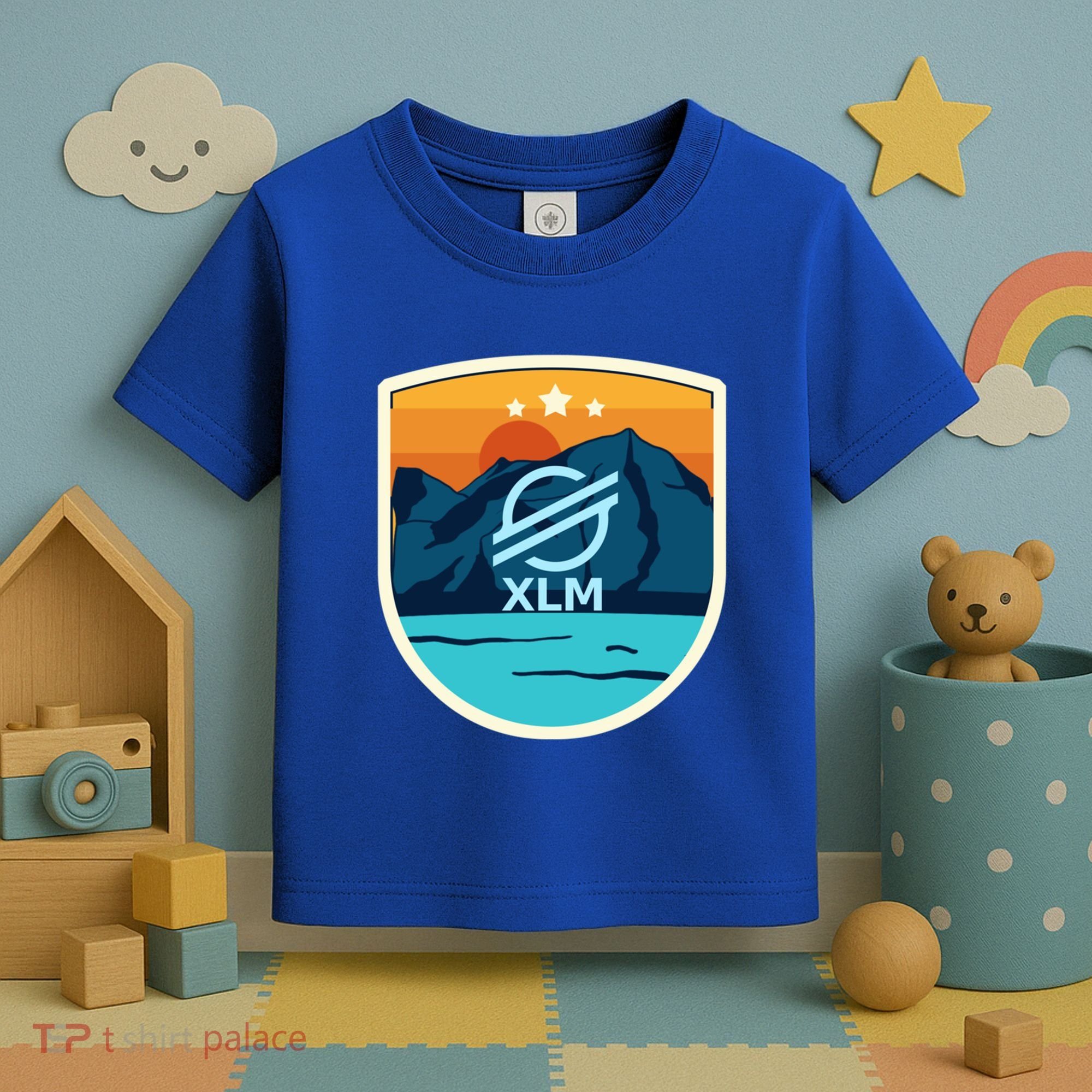 Stellar Xlm Mountain Badge Crypto Currency Sunrise Lake Gift Toddler T-Shirt