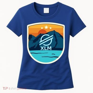 Stellar Xlm Mountain Badge Crypto Currency Sunrise Lake Gift Women's T-Shirt