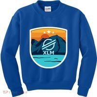 Stellar Xlm Mountain Badge Crypto Currency Sunrise Lake Gift Kids Sweatshirt thumb 0
