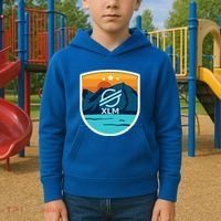 Stellar Xlm Mountain Badge Crypto Currency Sunrise Lake Gift Kids Hoodie thumb 2
