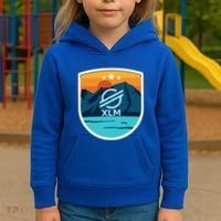 Stellar Xlm Mountain Badge Crypto Currency Sunrise Lake Gift Kids Hoodie thumb 3
