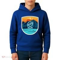 Stellar Xlm Mountain Badge Crypto Currency Sunrise Lake Gift Kids Hoodie thumb 4