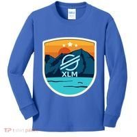 Stellar Xlm Mountain Badge Crypto Currency Sunrise Lake Gift Kids Long Sleeve Shirt thumb 0