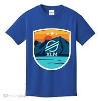 Stellar Xlm Mountain Badge Crypto Currency Sunrise Lake Gift Kids T-Shirt thumb 0
