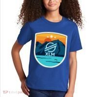 Stellar Xlm Mountain Badge Crypto Currency Sunrise Lake Gift Kids T-Shirt thumb 2