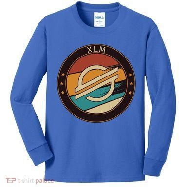 Stellar Xlm Vintage Crypto Retro Art Cryptocurrency Funny Gift Kids Long Sleeve Shirt