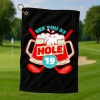 See You At Hole 19 Funny Golfer Golf Golfing Golf Towel thumb 1