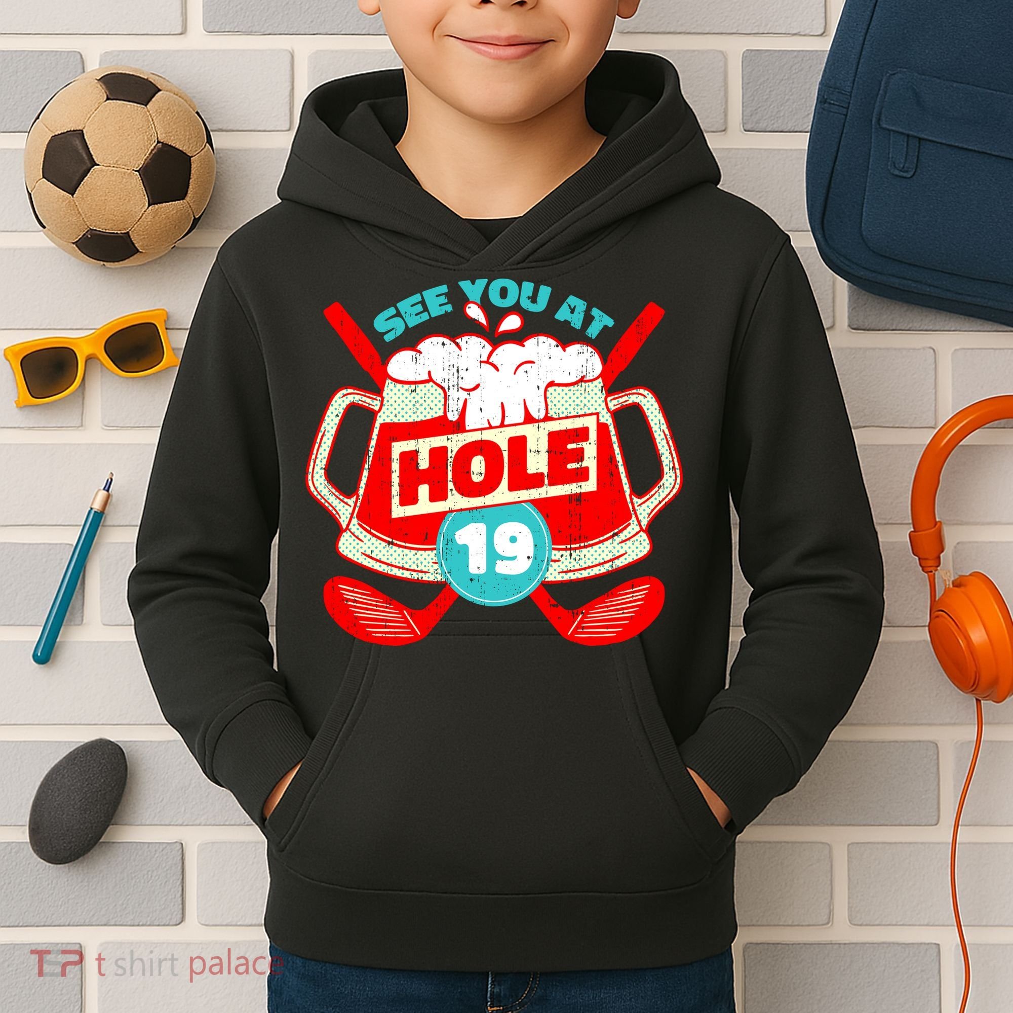 See You At Hole 19 Funny Golfer Golf Golfing Kids Hoodie