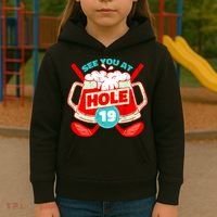 See You At Hole 19 Funny Golfer Golf Golfing Kids Hoodie thumb 3