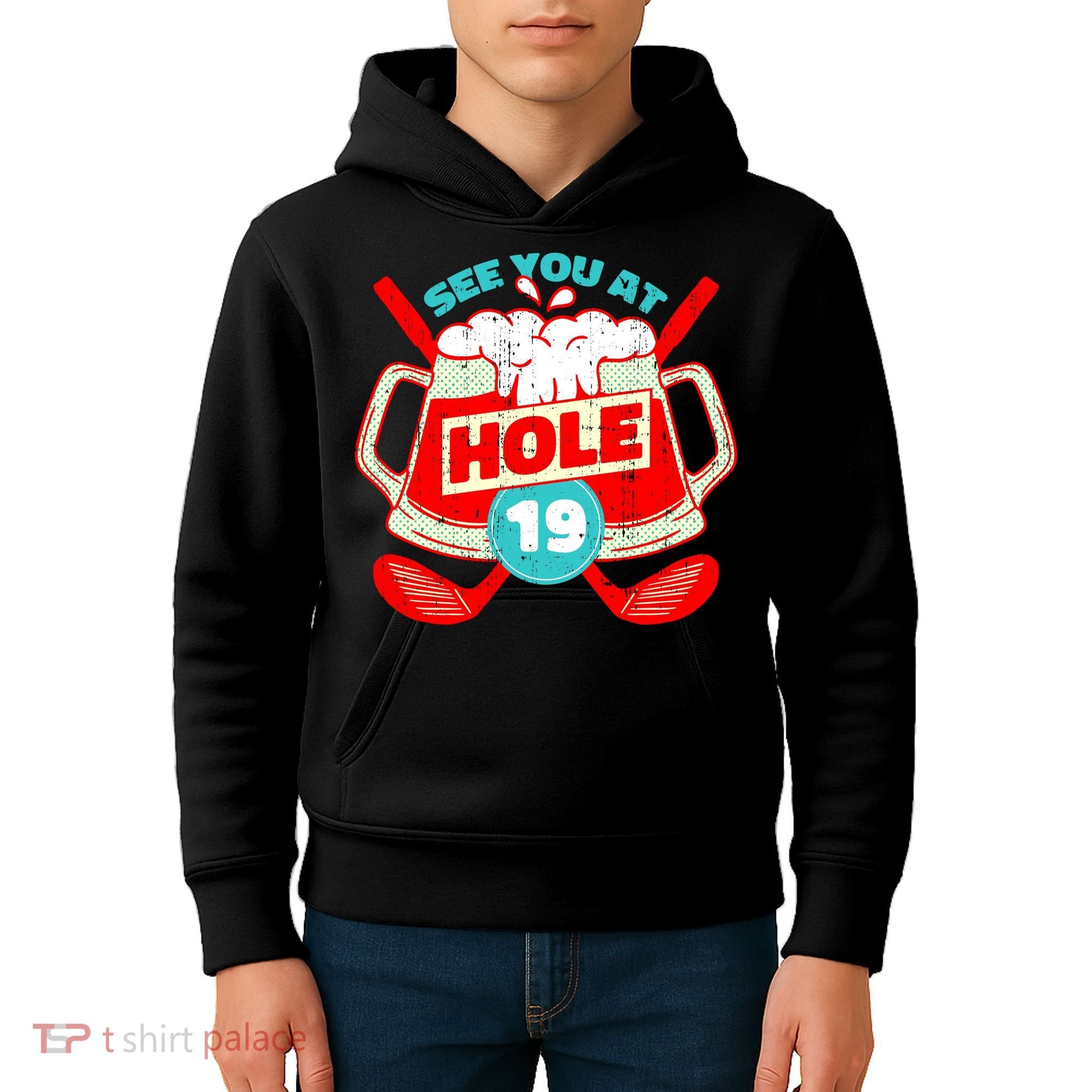 See You At Hole 19 Funny Golfer Golf Golfing Kids Hoodie