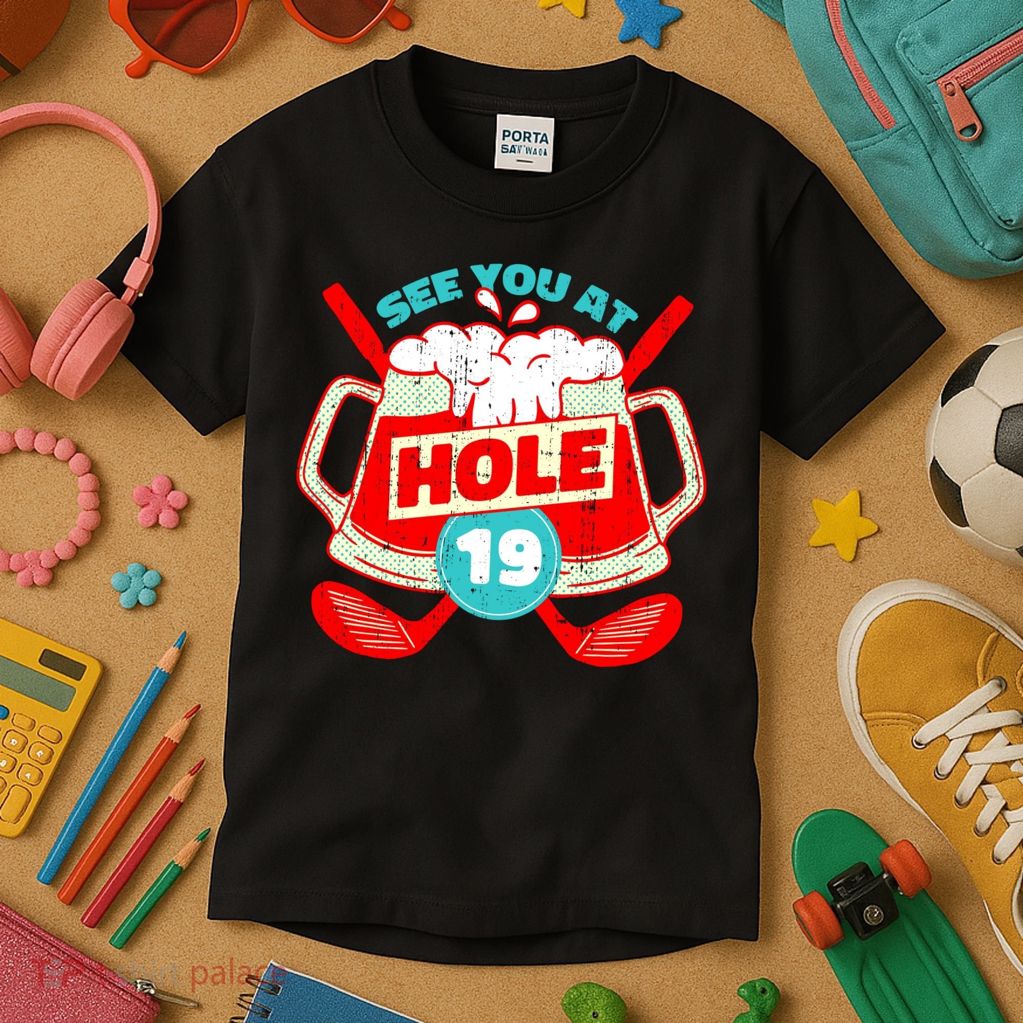 See You At Hole 19 Funny Golfer Golf Golfing Kids T-Shirt