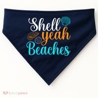 Shell Yeah Beaches Summer Vacation Tropical Cruise USA-Made Doggie Bandana thumb 0