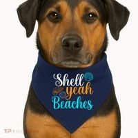 Shell Yeah Beaches Summer Vacation Tropical Cruise USA-Made Doggie Bandana thumb 1