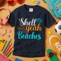 Shell Yeah Beaches Summer Vacation Tropical Cruise Kids T-Shirt thumb 3