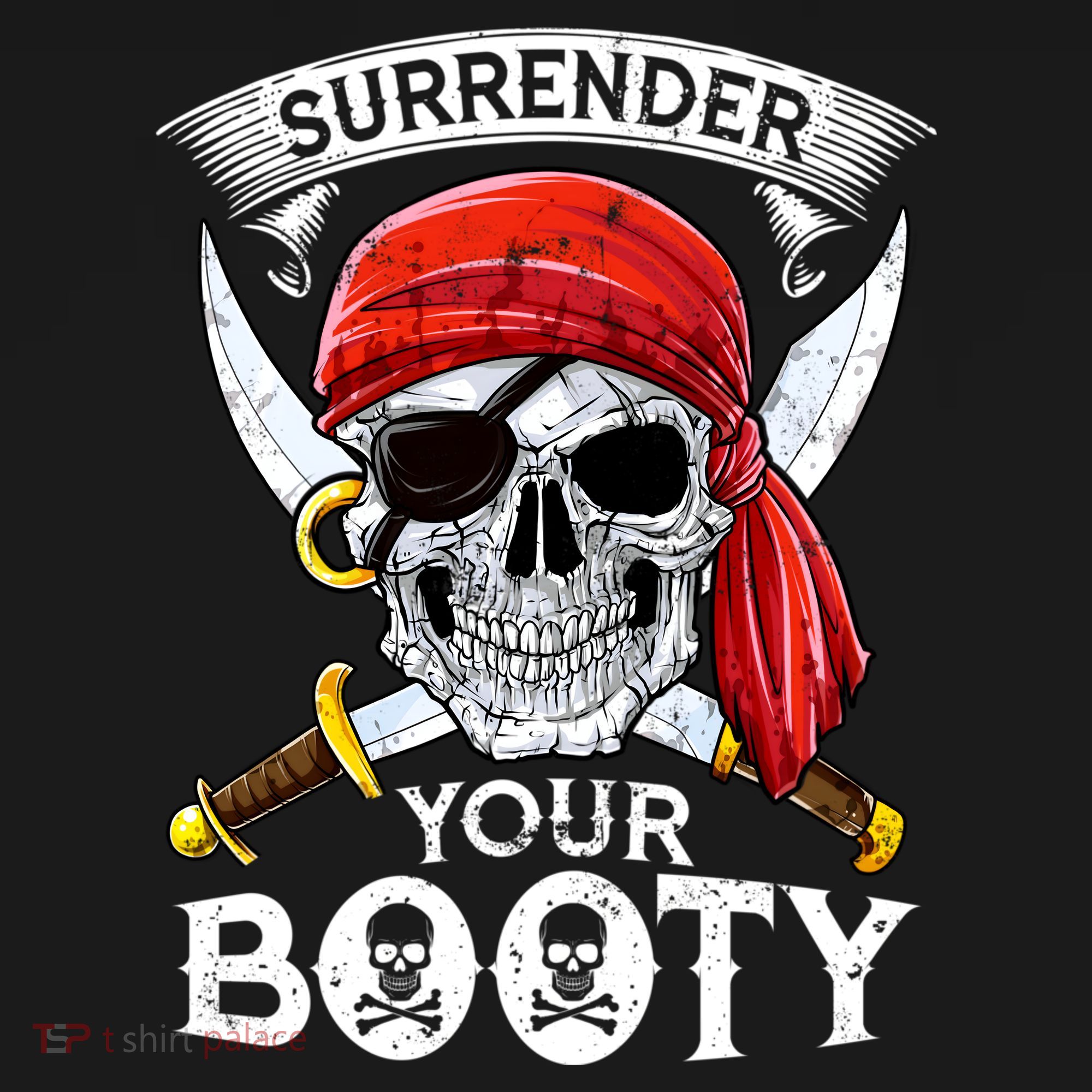 Surrender Your Booty Pirate Skull Funny Jolly Roger Bucket Hat