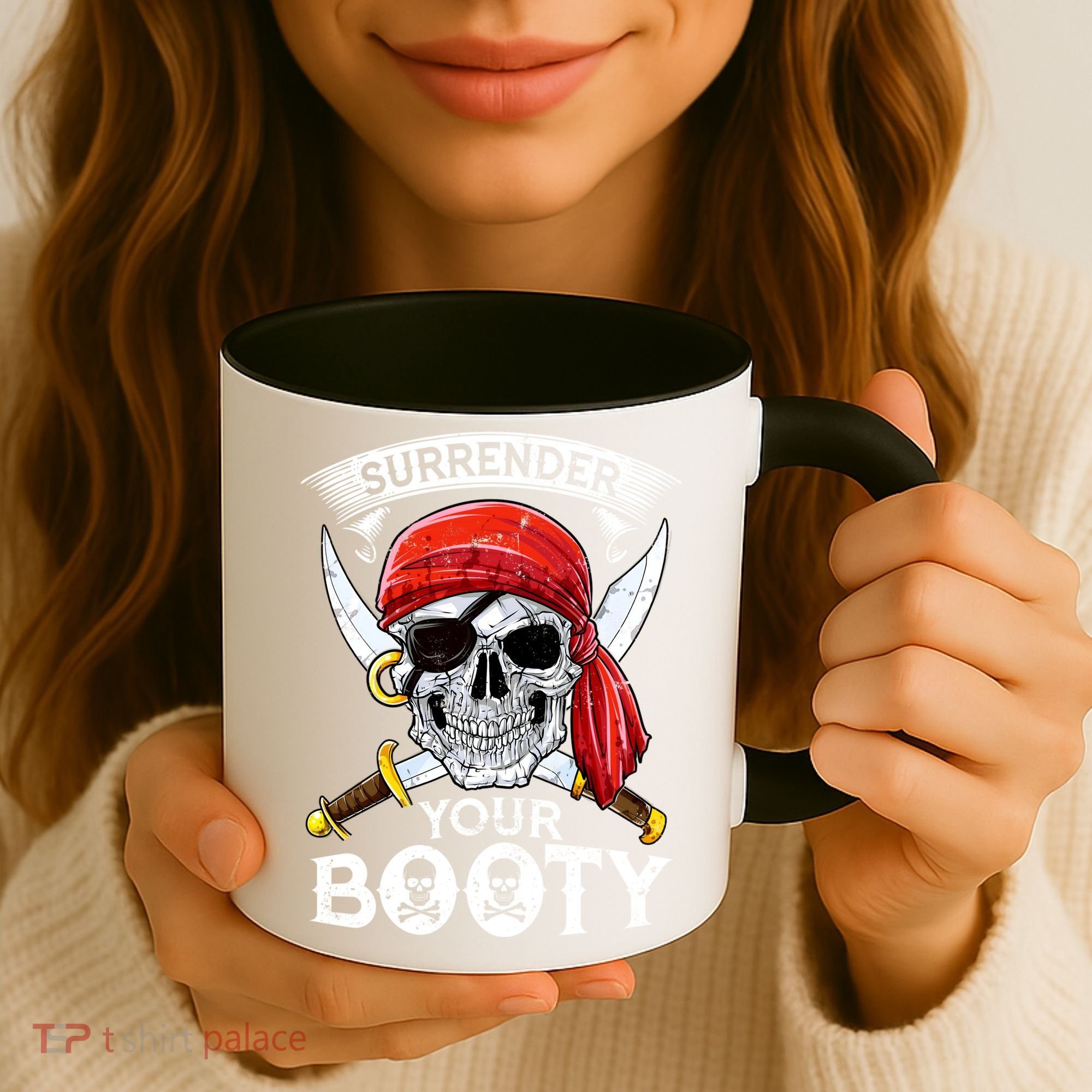 Surrender Your Booty Pirate Skull Funny Jolly Roger Coffee Mug