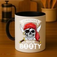 Surrender Your Booty Pirate Skull Funny Jolly Roger Coffee Mug thumb 4