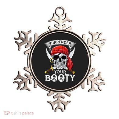 Surrender Your Booty Pirate Skull Funny Jolly Roger Ornament