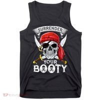 Surrender Your Booty Pirate Skull Funny Jolly Roger Tank Top thumb 0