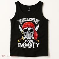 Surrender Your Booty Pirate Skull Funny Jolly Roger Tank Top thumb 2