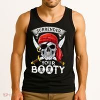Surrender Your Booty Pirate Skull Funny Jolly Roger Tank Top thumb 3