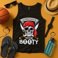 Surrender Your Booty Pirate Skull Funny Jolly Roger Tank Top thumb 4